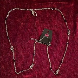 NWT Paparazzi Silver & Black Beaded Necklace Set – Stylish Chain Lanyard